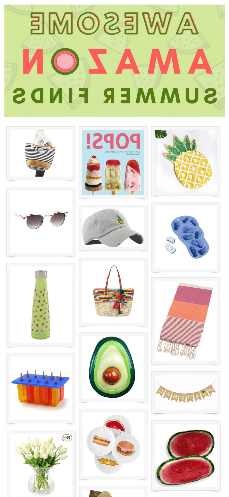 Un'altra selezione di prodotti Amazon per l'estate, con un focus su accessori da esterno e decorazioni, inclusi i tulipani finti e le infradito.