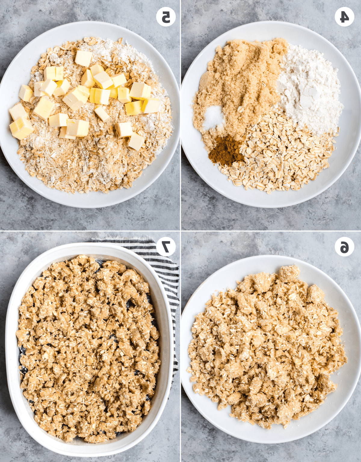 Crumble di Mirtilli Freschi 5 Come assemblare il topping del crumble di frutta (collage)