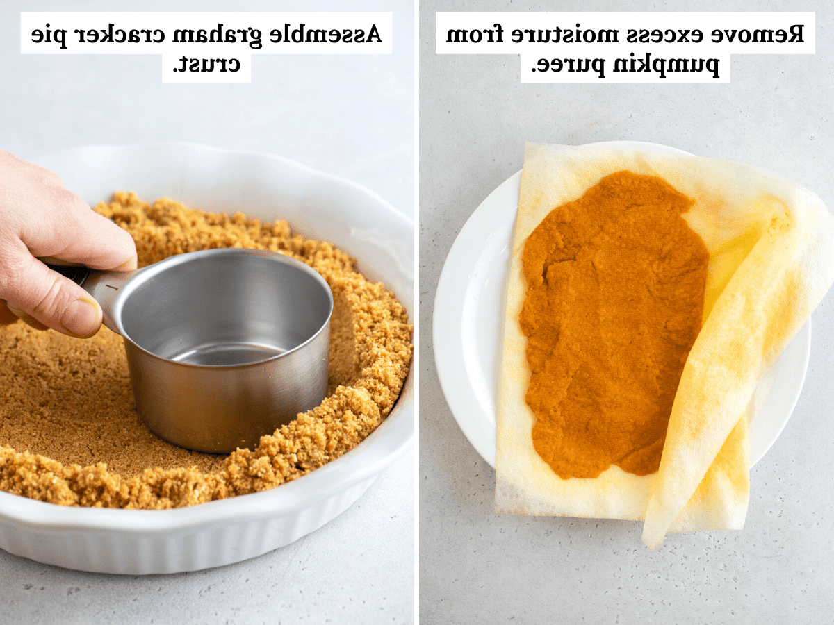 Questa torta di zucca senza cottura, veloce e facile, è leggera e cremosa - una deliziosa variante della classica torta di zucca. Vengono mostrati i passaggi per scolare la purea di zucca e preparare le croste di biscotti Graham per la torta di zucca senza cottura.