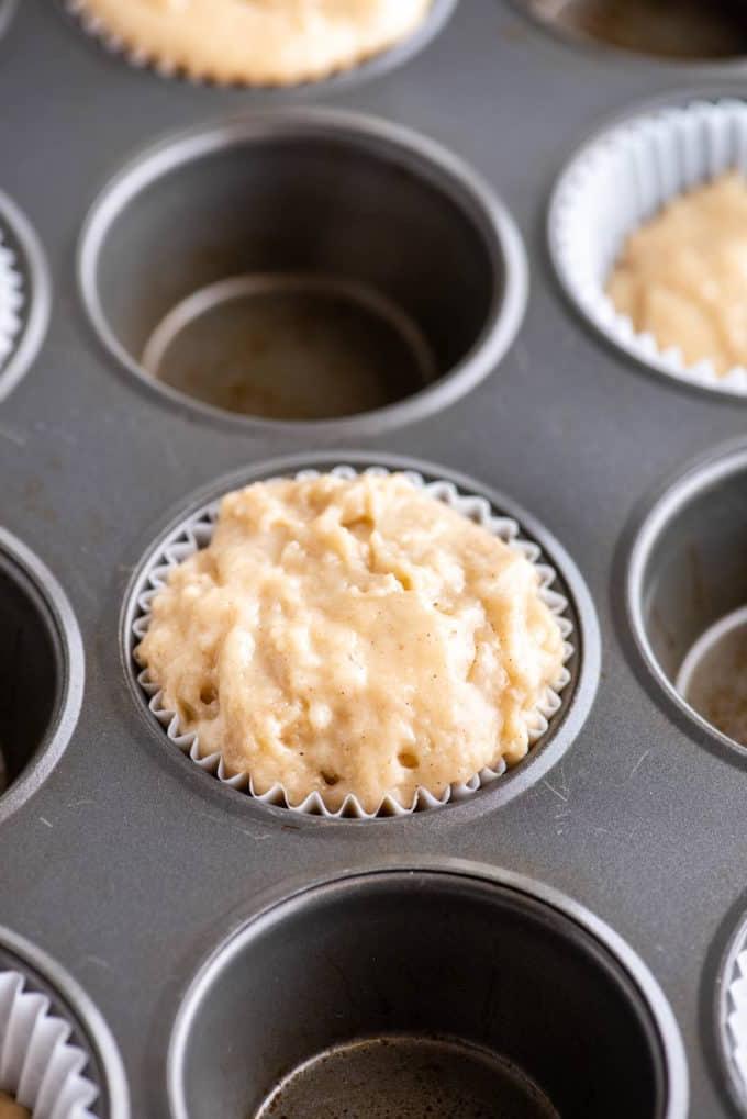Muffin alla Sbriciolata 10 impasto nella teglia da muffin
