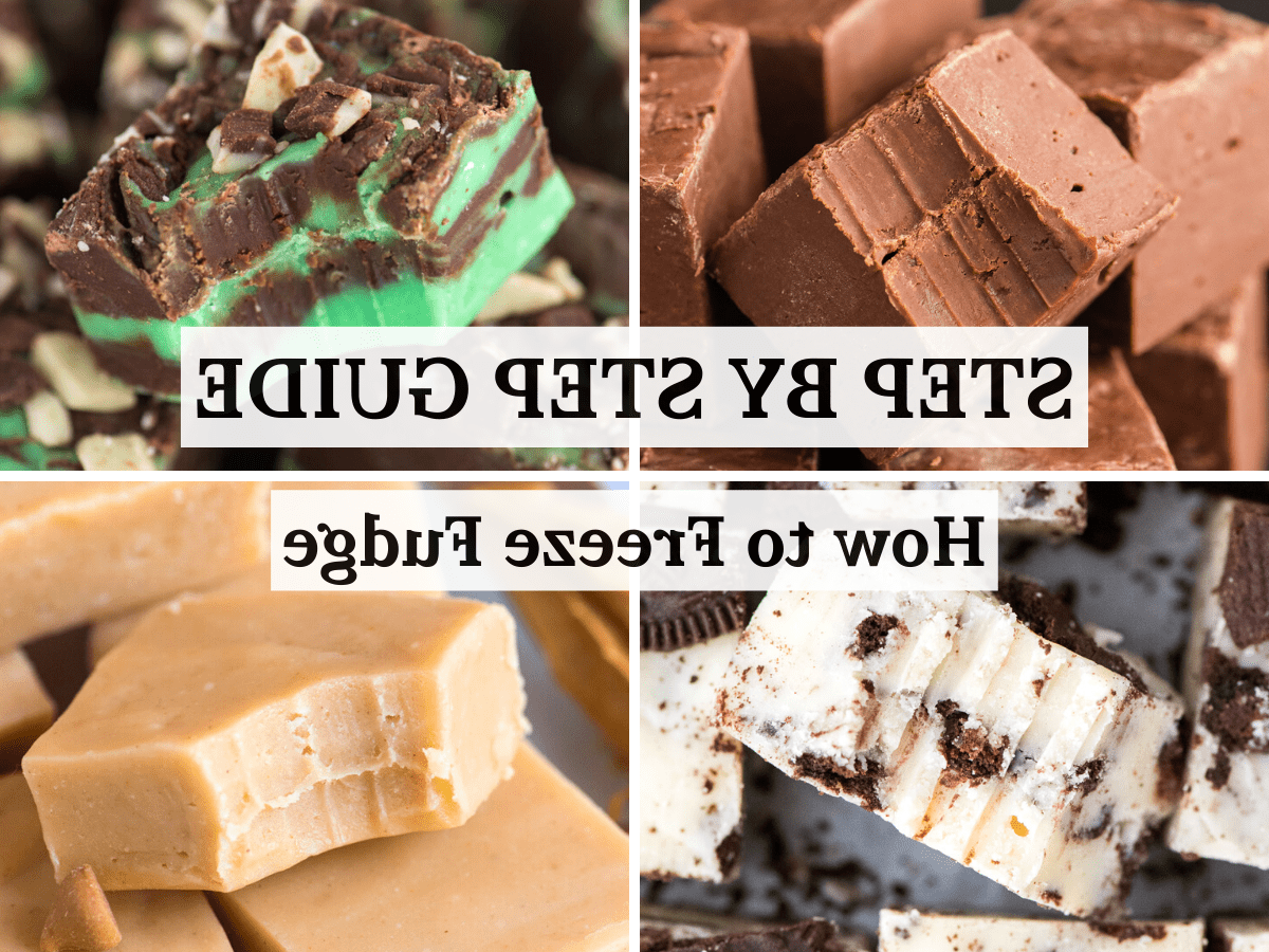 Si può congelare il fudge? 2 collage of 4 fudge recipes with text overlay