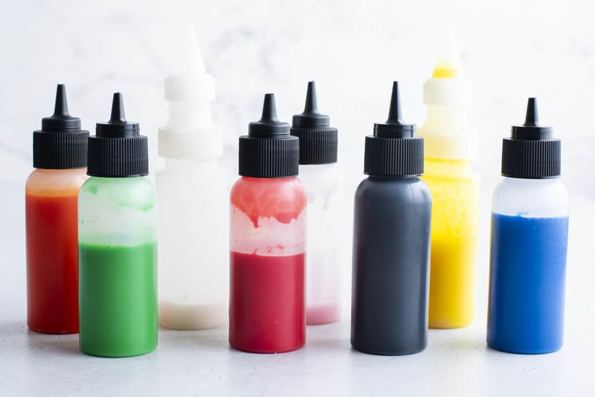 Glassa Reale senza Polvere di Meringa 19 bottiglie dolci piene di ghiaccia reale colorata