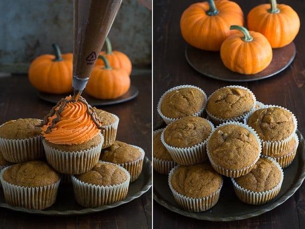 Cupcake ragno di zucca e noci: il cuore di zucca è il mio preferito!