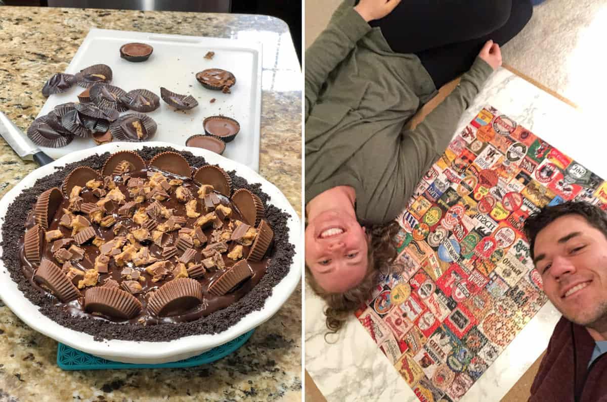 Puzzle completato e torta al burro d'arachidi