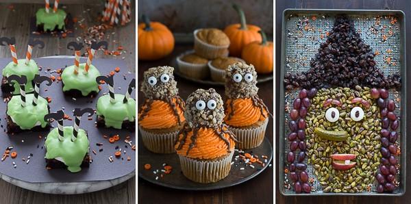 Cupcakes Ragno di Zucca e Noci 9 Altre ricette di Halloween da yuroc.com - Vassoio strega di Halloween, Cupcake ragno di zucca e noci, Brownies strega sciolta