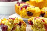 Golden Cornbread Muffins with Leftover Cranberry Swirl