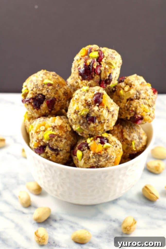 Delicious and nutritious energy bites with cranberries and pistachios