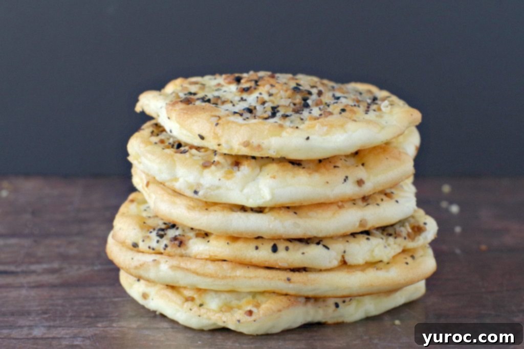 6 pieces of everything cloud bread stacked up