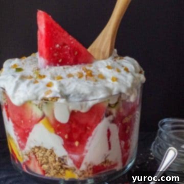 watermelon granola and yogurt trifle