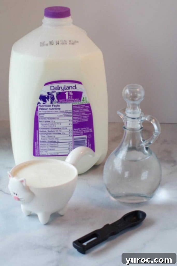 ingredients for homemade buttermilk