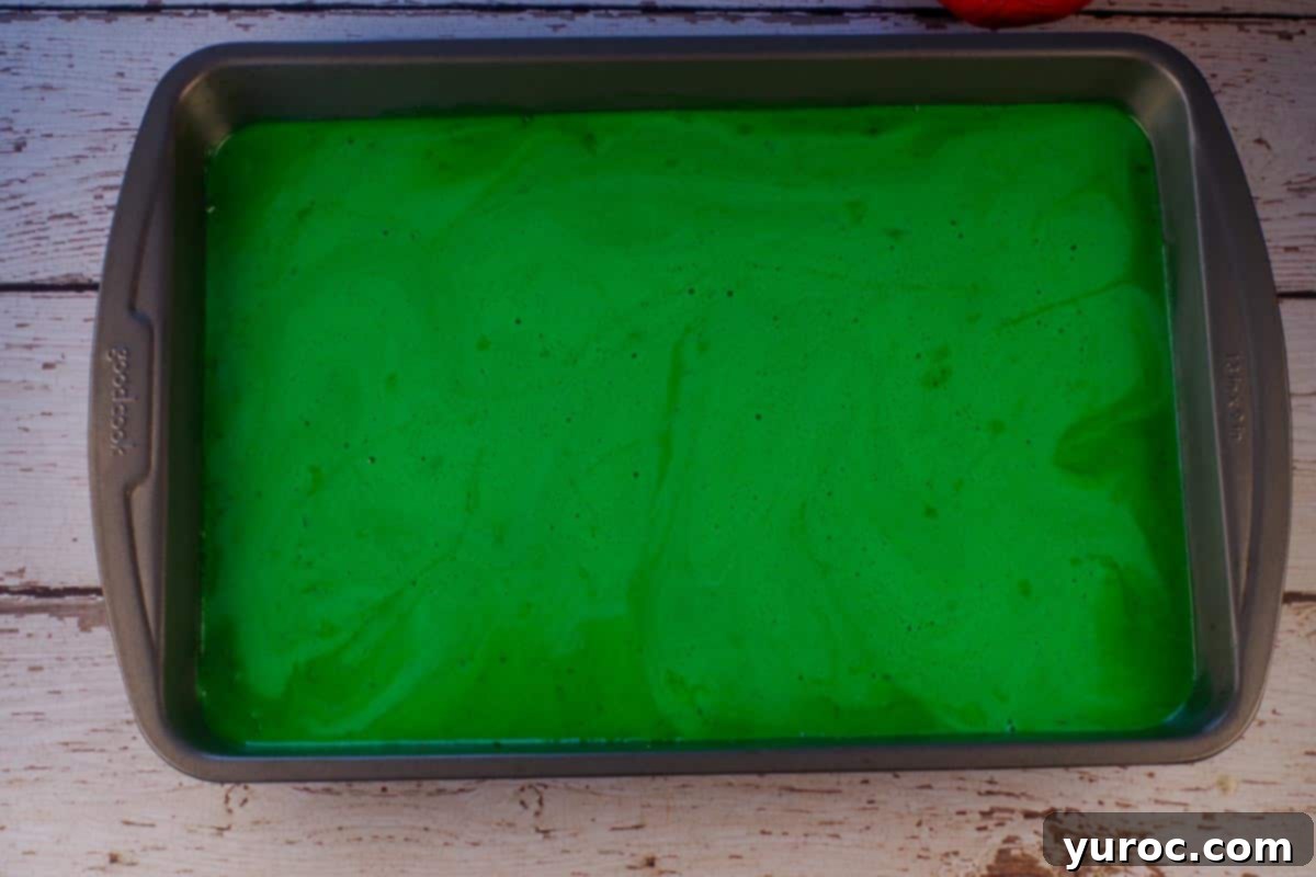 Filling immediately poured over hot gingerbread base.