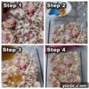 collage of 4 photos showing how to make honey lime chicken