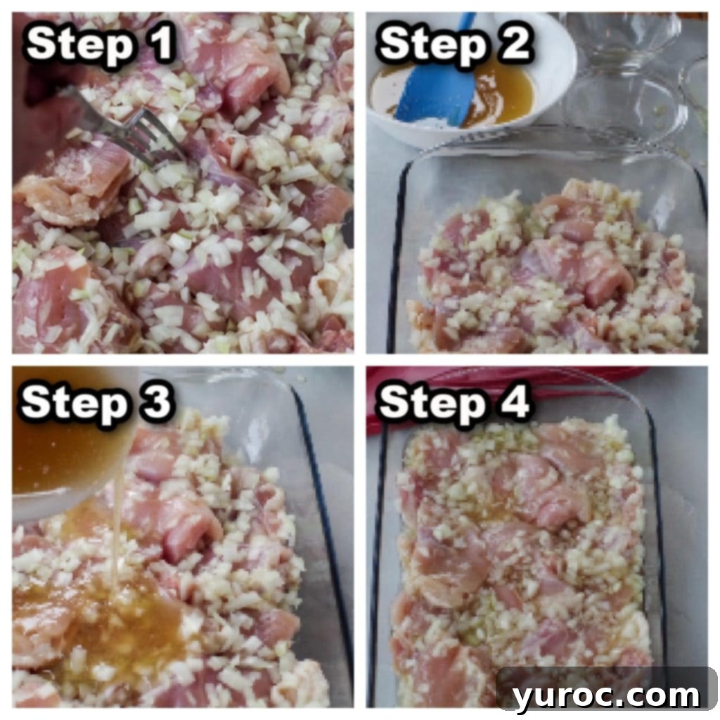 collage of 4 photos showing how to make honey lime chicken
