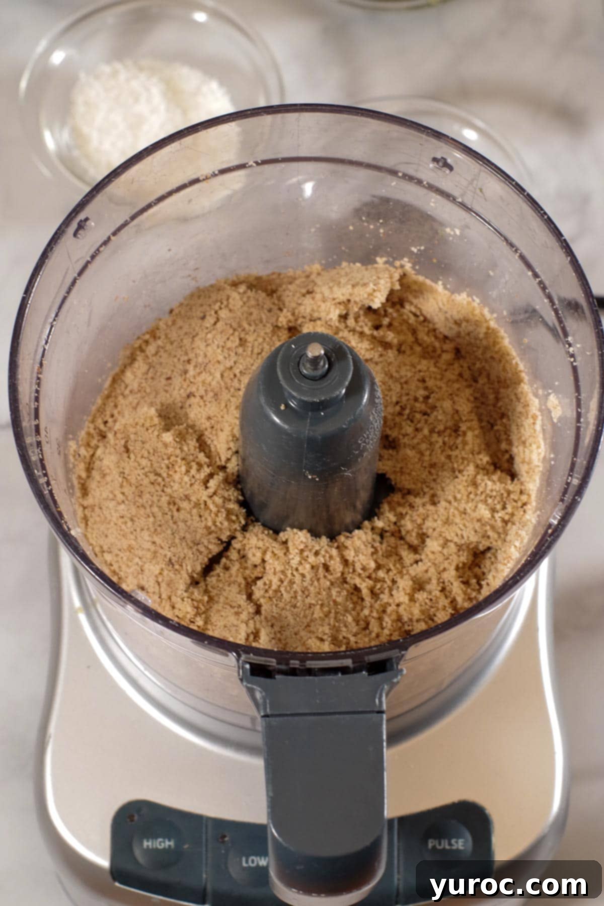 almonds being ground in food processor