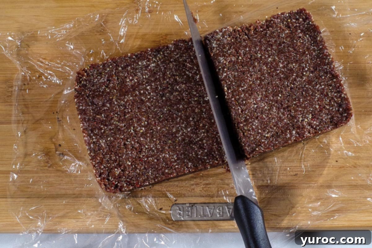 energy bars with a knife cutting through into bars