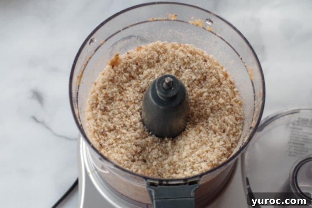 bread crumbs in a food processor