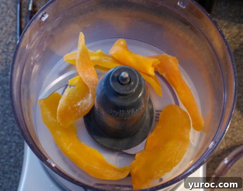 Fiery Cajun Mango Chicken Salad 7 dried mango in food processor