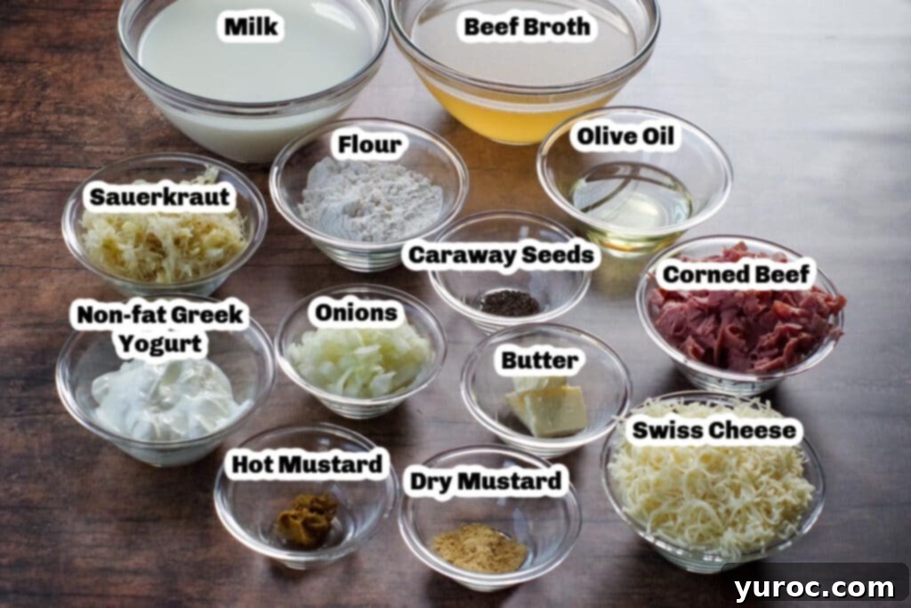 Reuben Soup Ingredients in dishes with labels