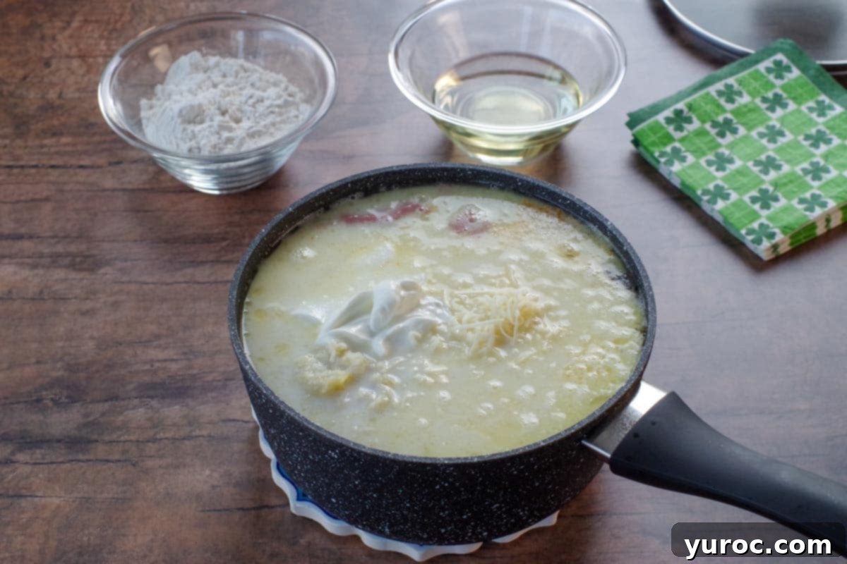 all ingredients except oil and flour added to soup