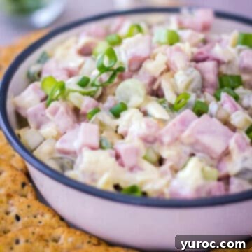 ham salad in a white bowl