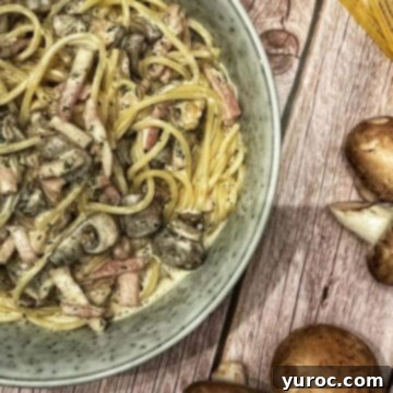 ham and mushroom spaghetti