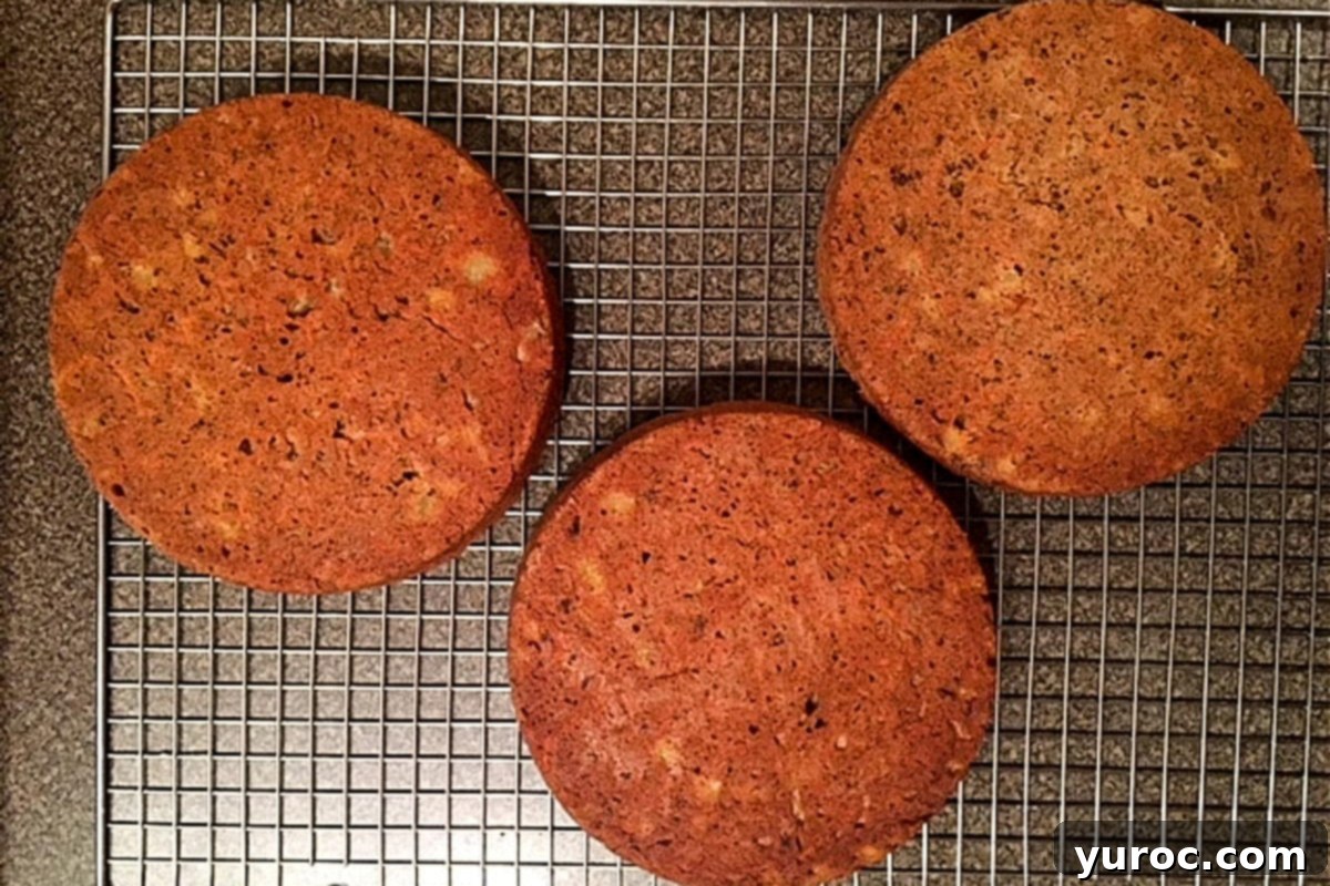 Guilt-Free Carrot Cake Delight 4 3 round carrot cakes on cooling rack