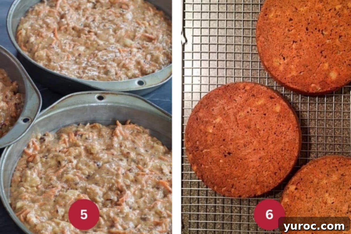 Guilt-Free Carrot Cake Delight 6 Collage of 2 photos of carrot cake being baked
