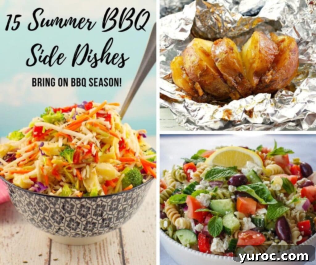 Collage of 3 photos of summer BBQ sides