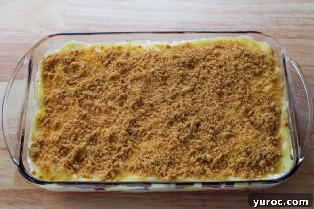 No-Bake Rhubarb Delight 12 graham crackers sprinkled over pudding layer