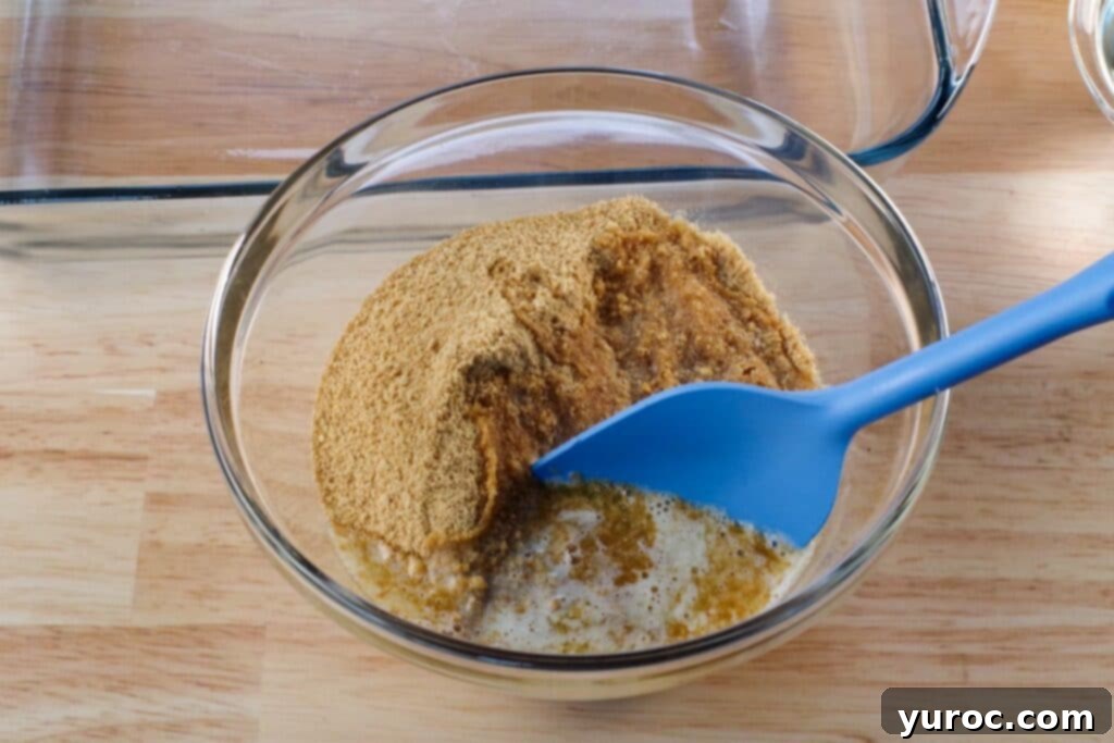 No-Bake Rhubarb Delight 4 butter mixed with graham cracker crumbs
