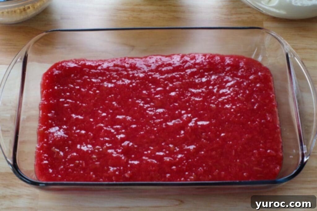 No-Bake Rhubarb Delight 8 rhubarb mixture spread over graham cracker crust