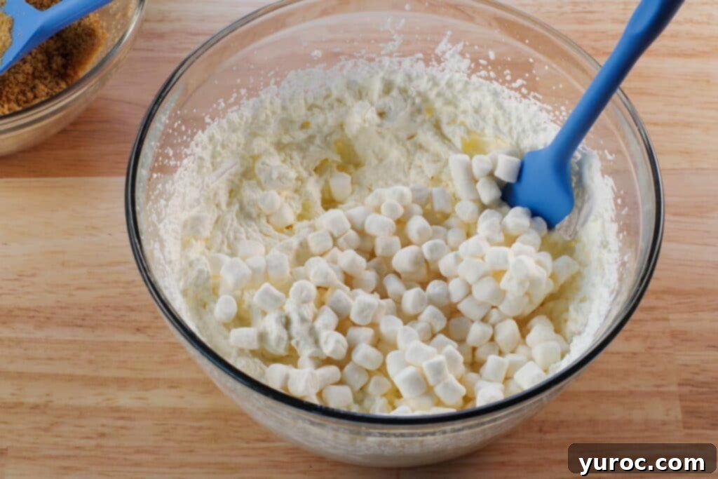No-Bake Rhubarb Delight 9 marshmallows added to whipped cream