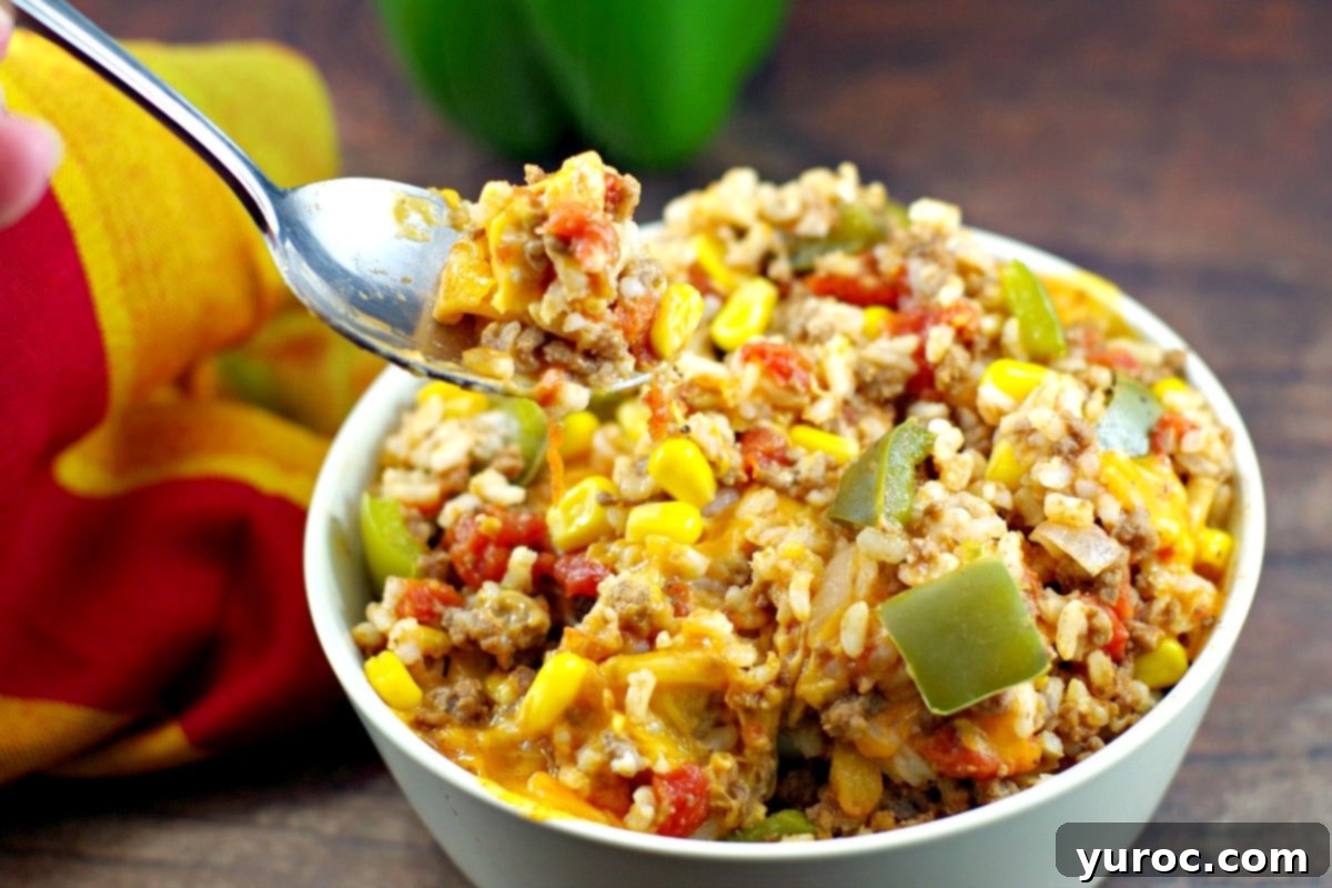 Stuffed green pepper casserole with instant rice - Foodmeanderings.com