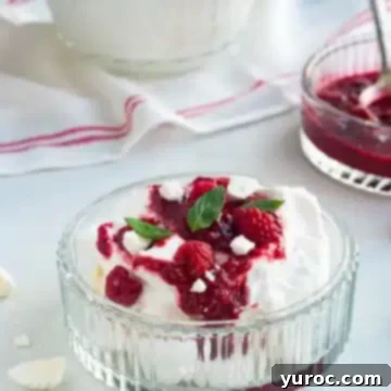 Raspberry Eton mess in a glass bowl
