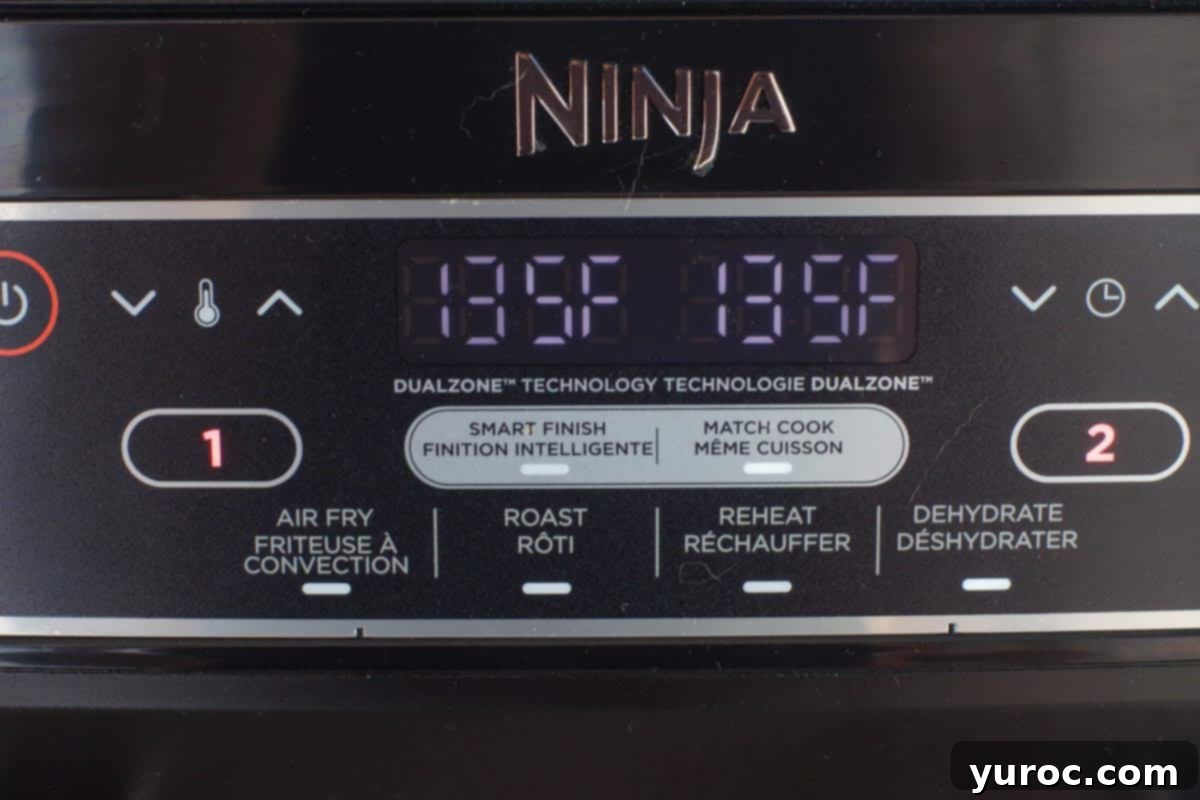 air fryer dehydrate mode set to 135 degrees F
