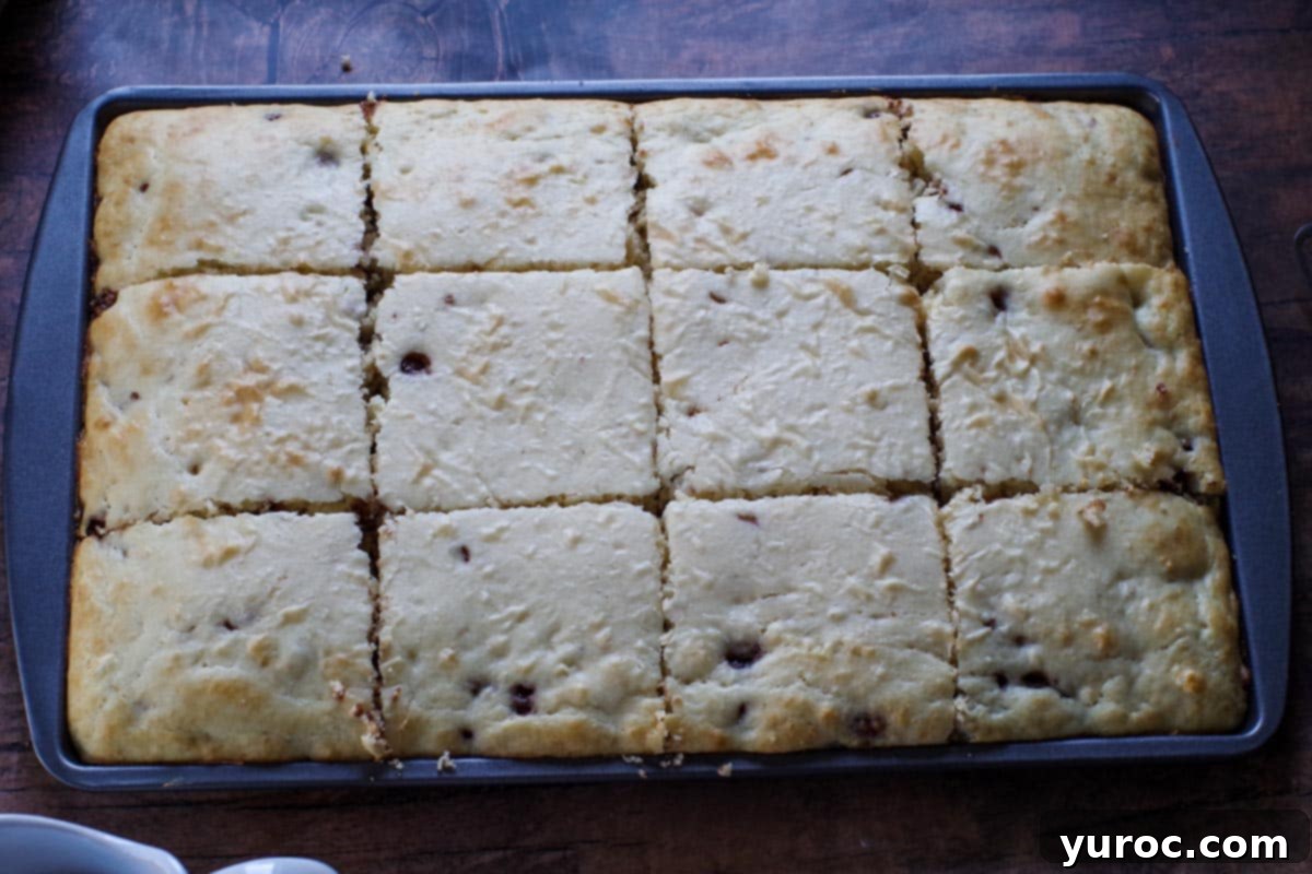 Effortless Sheet Pan Chocolate Chip Pancakes 10 sheet pan pancakes cut into 12 pieces