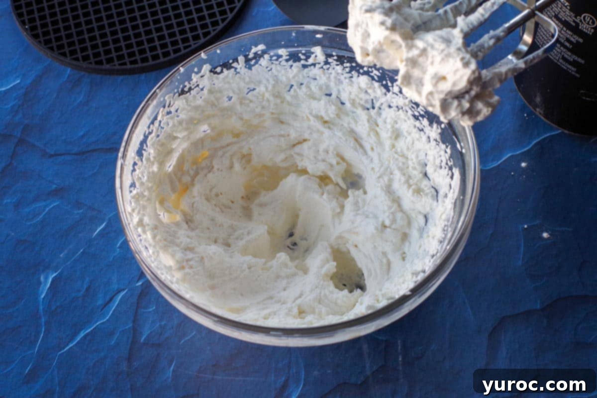 Whipping cream beaten to stiff peaks