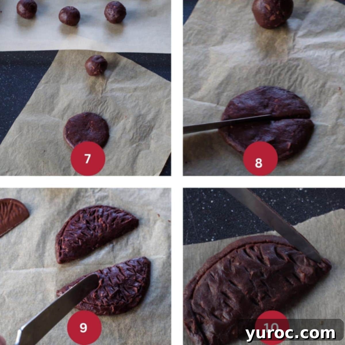 4 photo collage of Terry's Chocolate Orange Cookies being shaped
