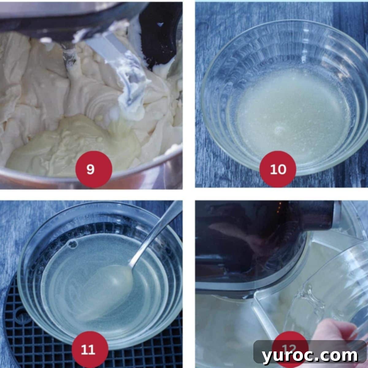 Collage of 4 photos of No Bake Baileys Cheesecake being made (part 2). 