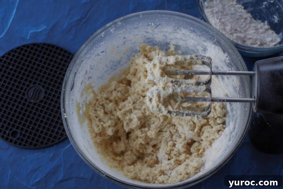as much flour as possible beaten into batter with electric mixer