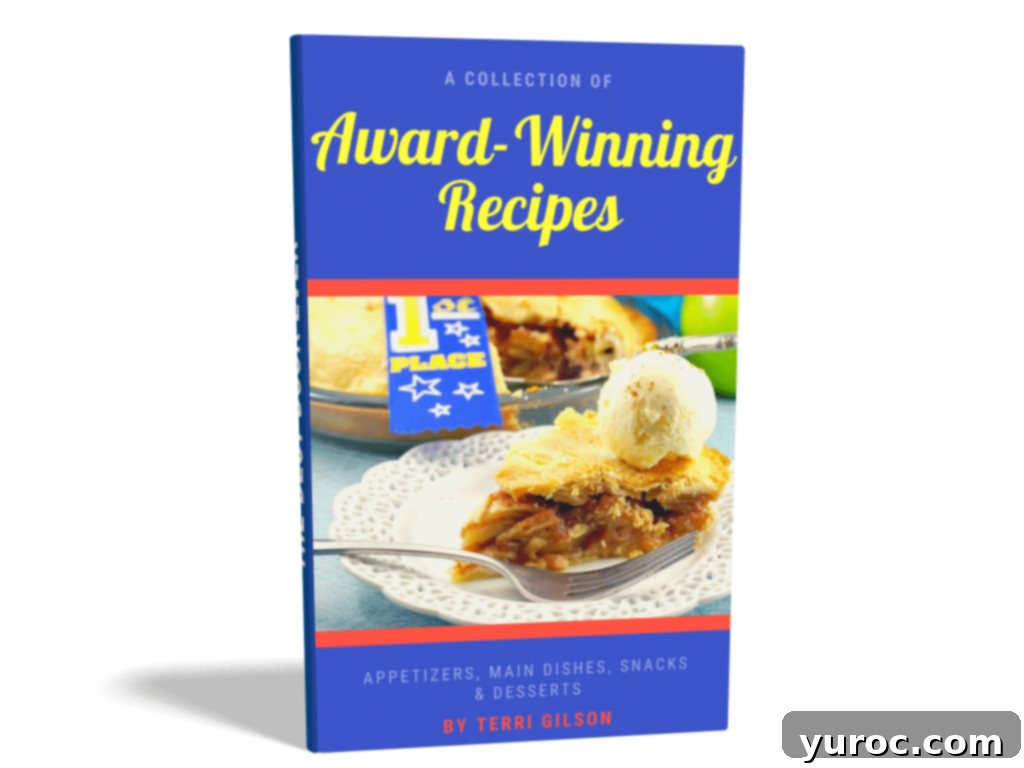 The attractive cover of an 'Award-winning recipes e-cookbook' by the author.