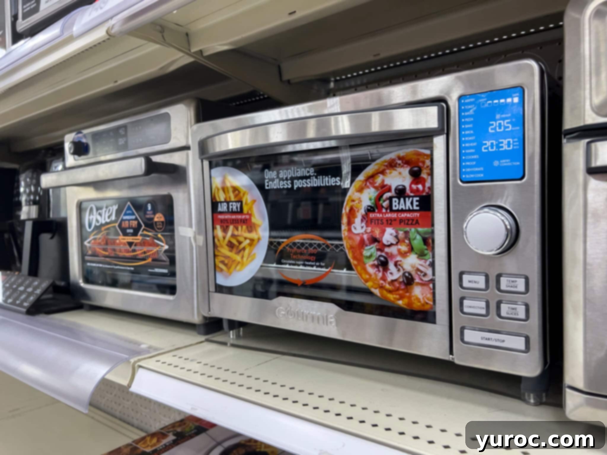 toaster oven style air fryers on shelf in store