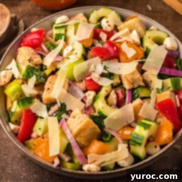 Panzanella Salad in a brown bowl