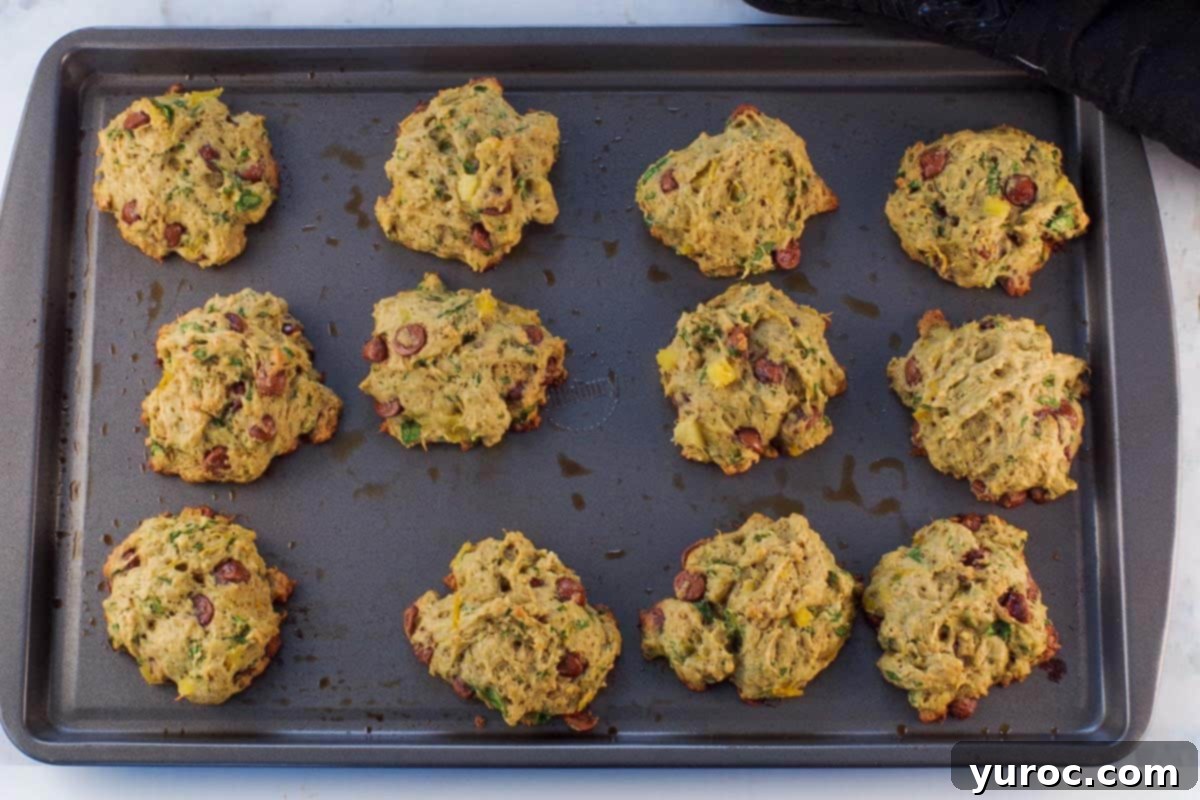 Baked cookies on cookie sheet.