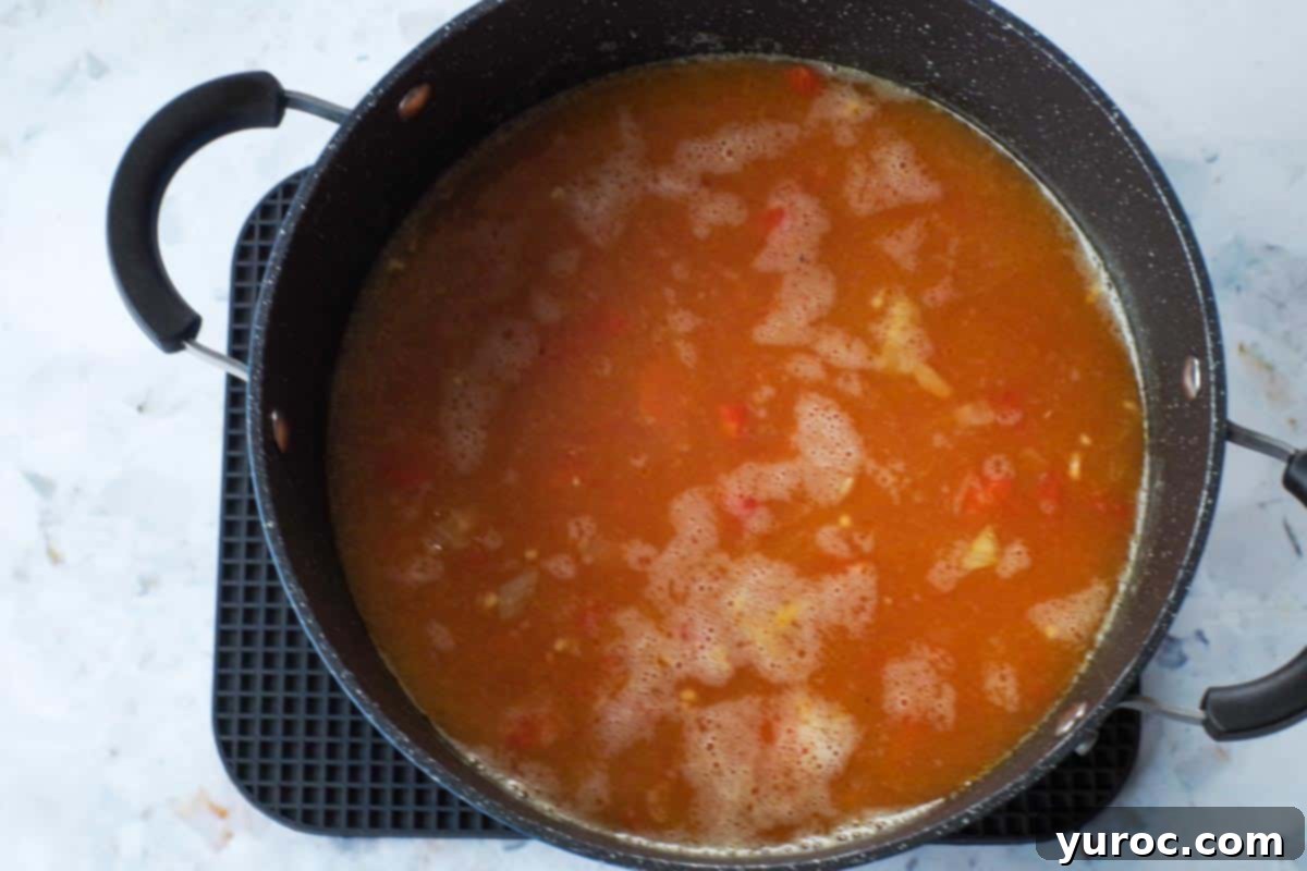 Soup starting to boil.