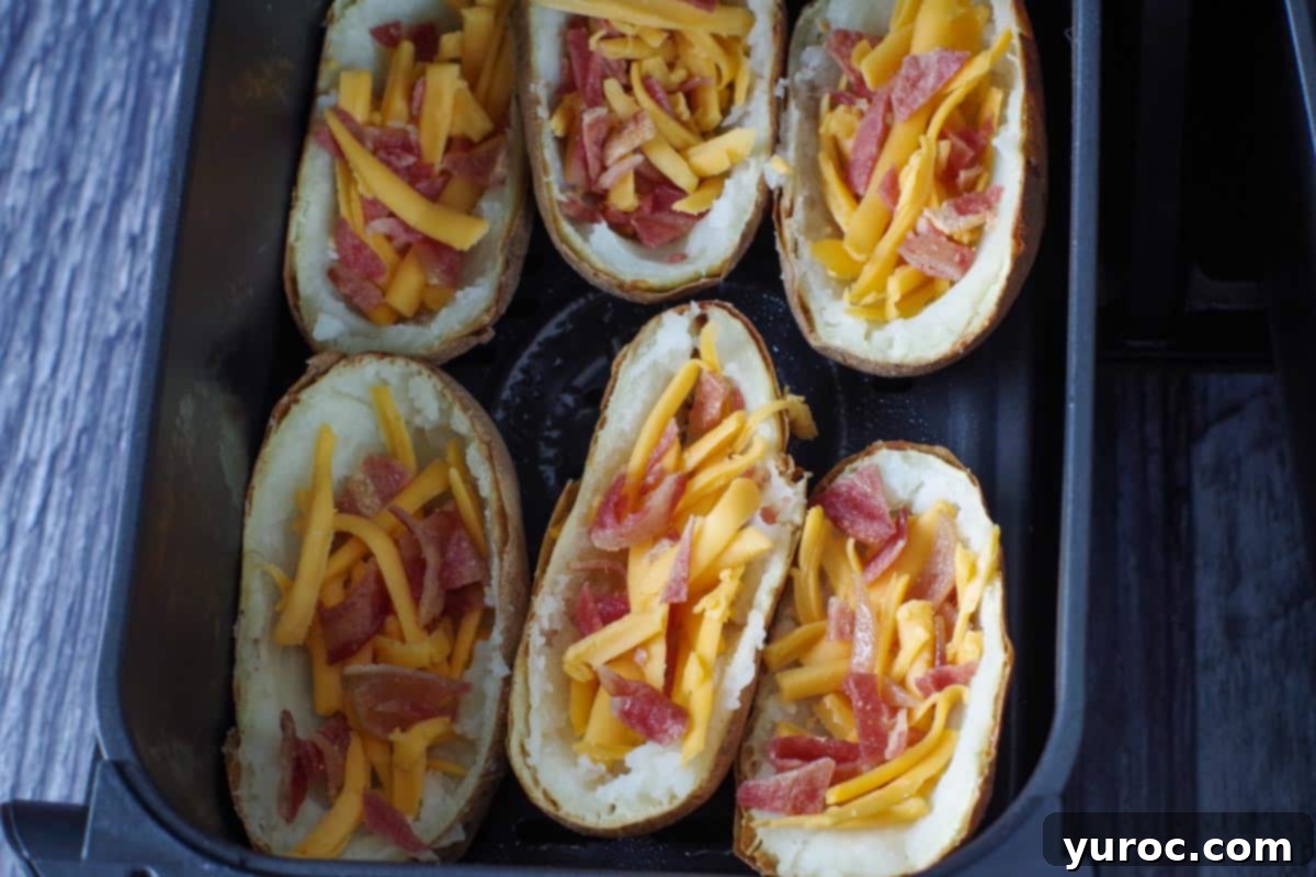 potato skins placed in air fryer