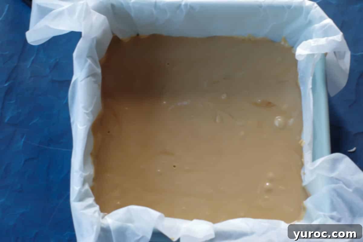 root beer portion of mixture poured onto prepared pan