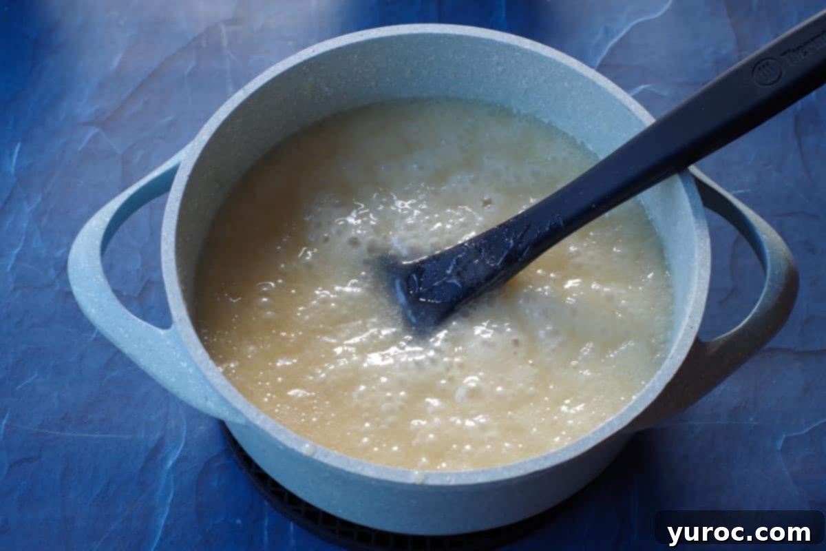 cooked sugar, milk and butter, removed from heat