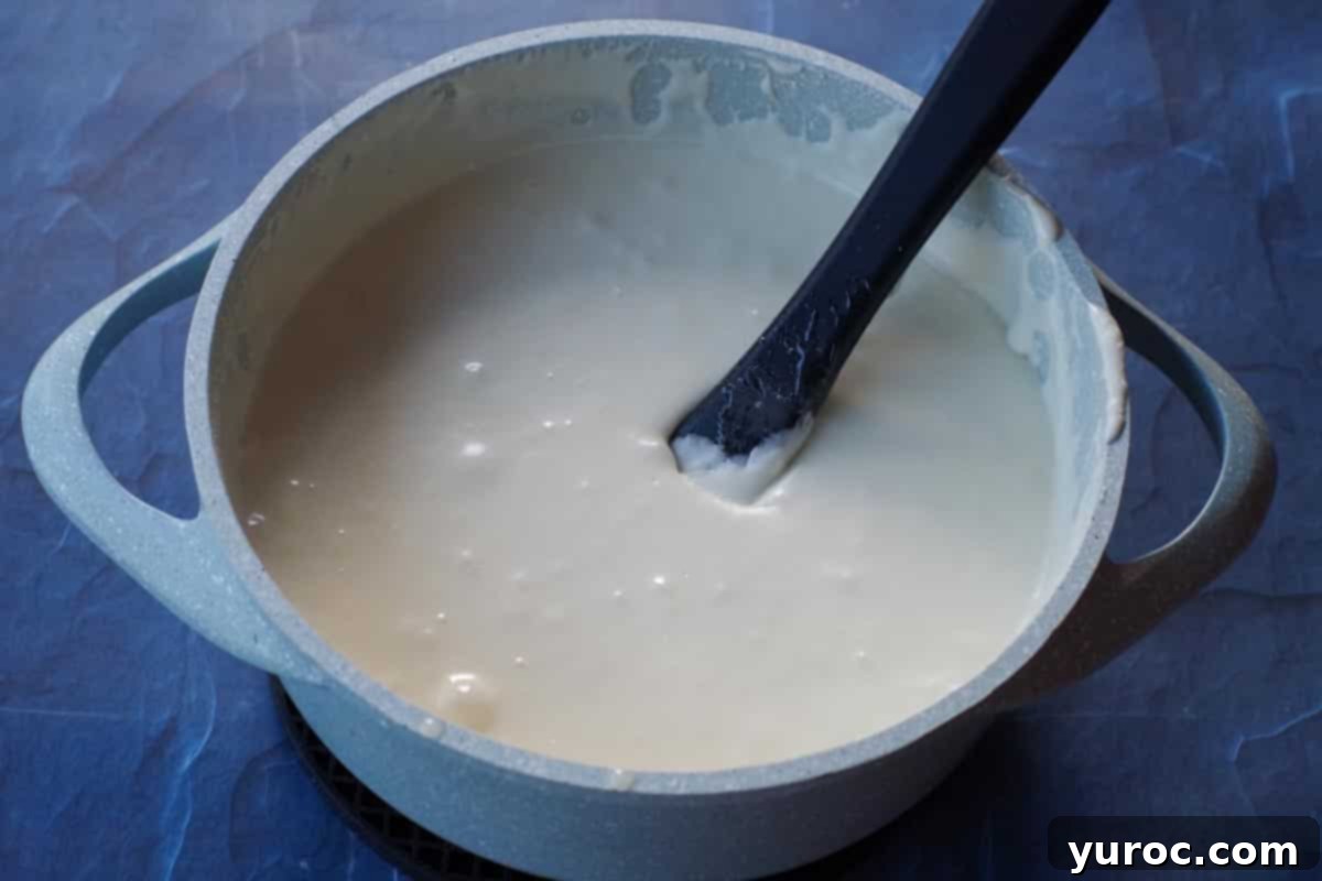 marshmallow cream and white chocolate chips completely combined