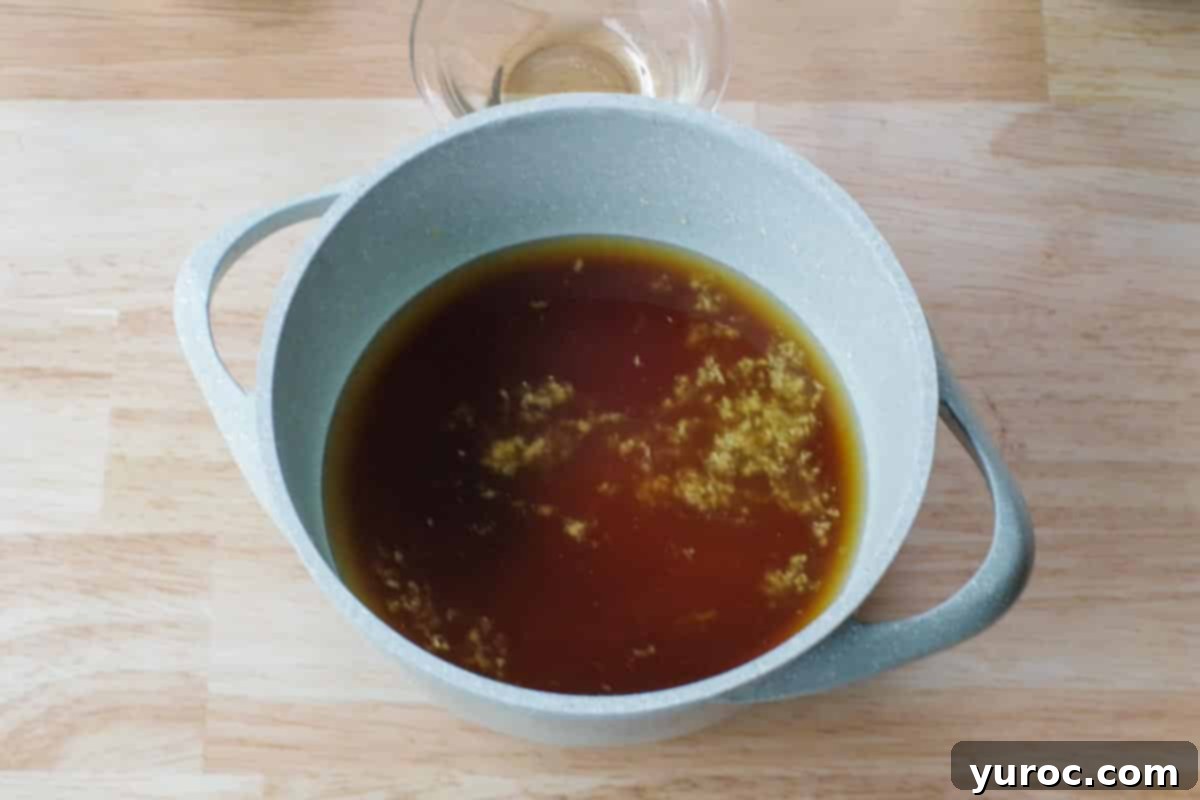 dressing ingredients in saucepan